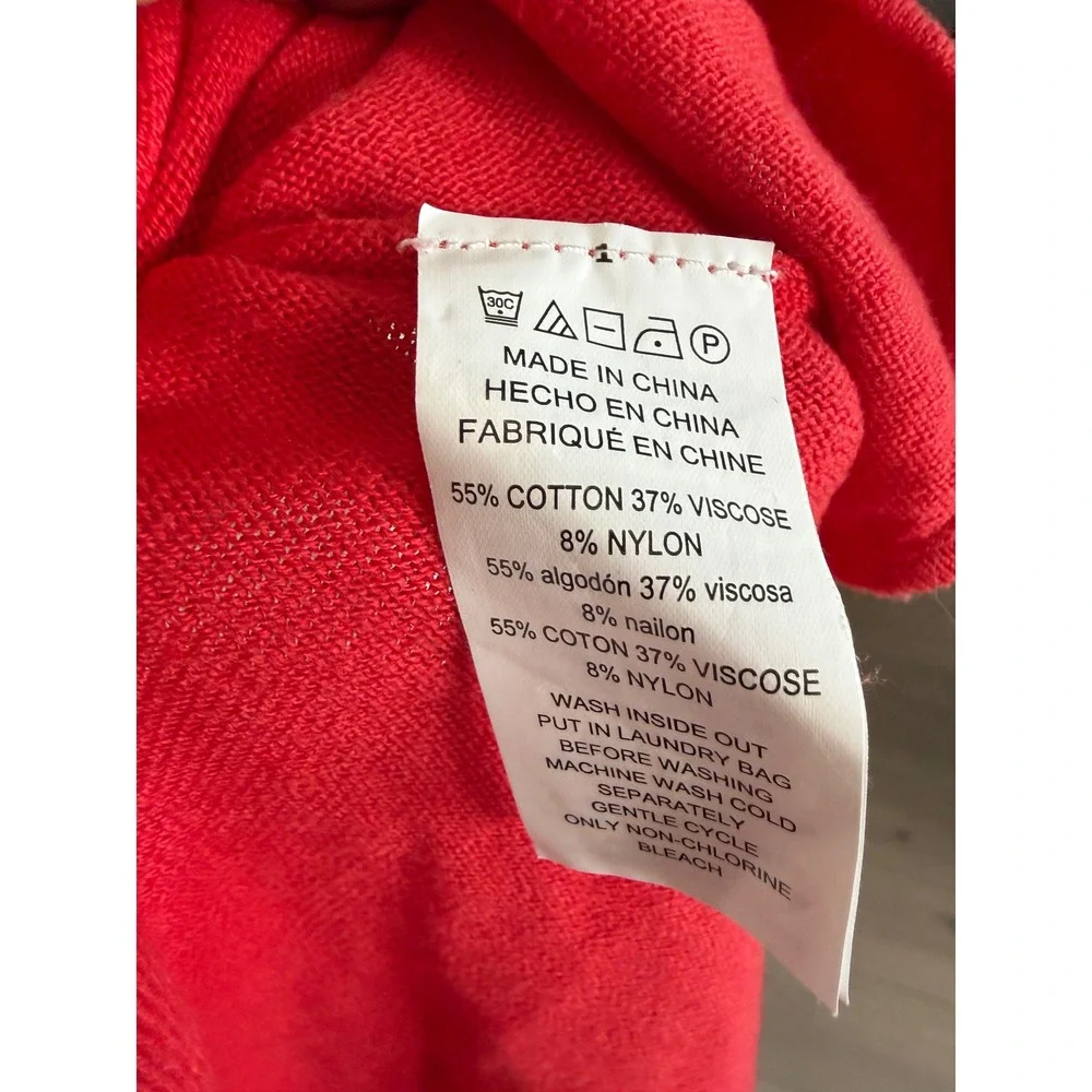Michael Kors Womens Red Long Sleeve Knit Top High Low Hem Sweater Size M